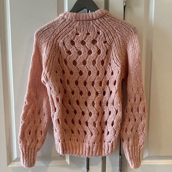 & OTHER STORIES Pink Alpaca Wool Zig Zag Eyelet Knit Sweater | XS - Picture 4 of 13